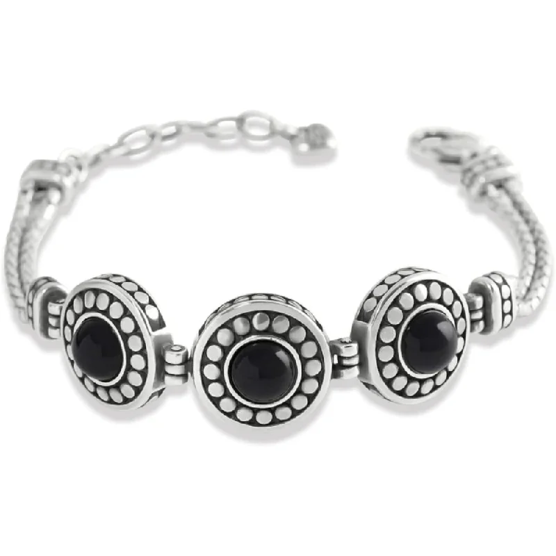 Gothic Bracelets for Dark Aesthetic-Brighton Pebble Dot Onyx Cabochon Reversible Bracelet