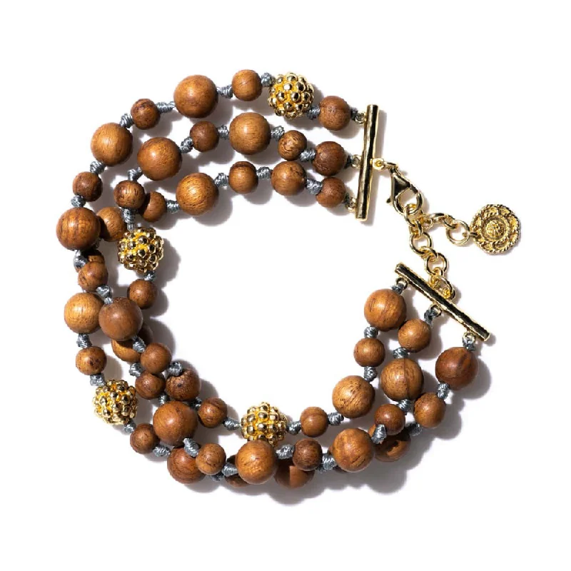 Inlaid Bracelets for Exquisite Detail-Capucine De Wulf Earth Goddess Beads Bracelet in Teak