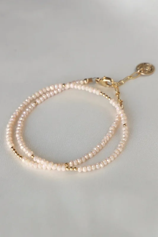 Cluster Bracelets for Dazzling Look-PINK OPAL PETITE DOUBLE WRAP BRACELET