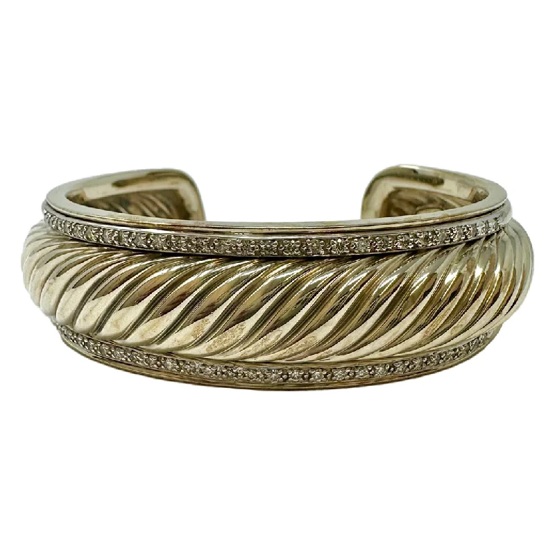 Metal Bangles for Sturdy Build-David Yurman Diamond Cable Cuff Bracelet