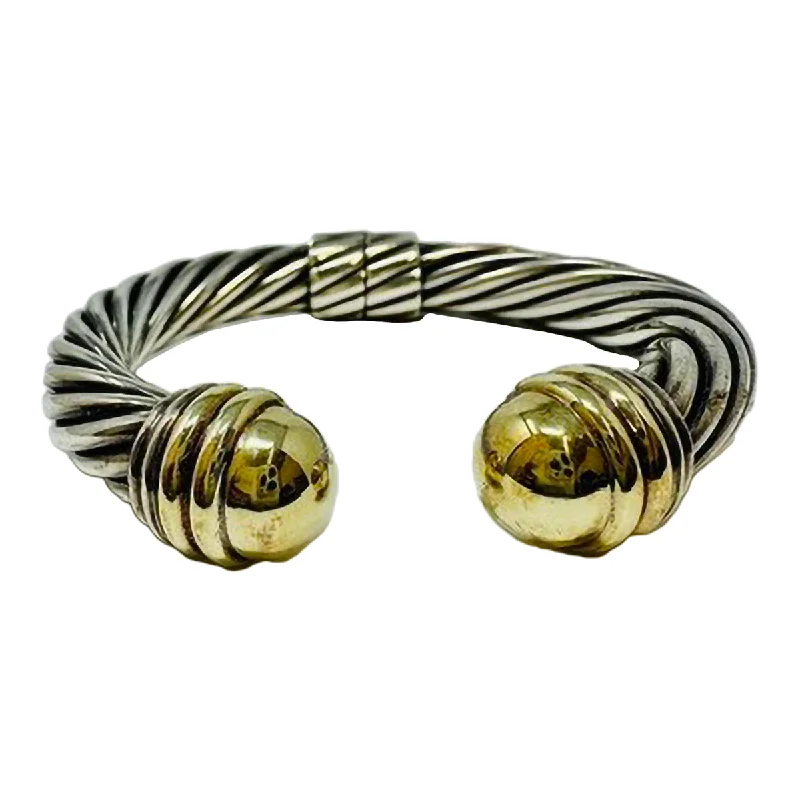 Ethnic Bracelets for Cultural Touch-David Yurman Two-tone Hinge Dome Cable Cuff Bracelet