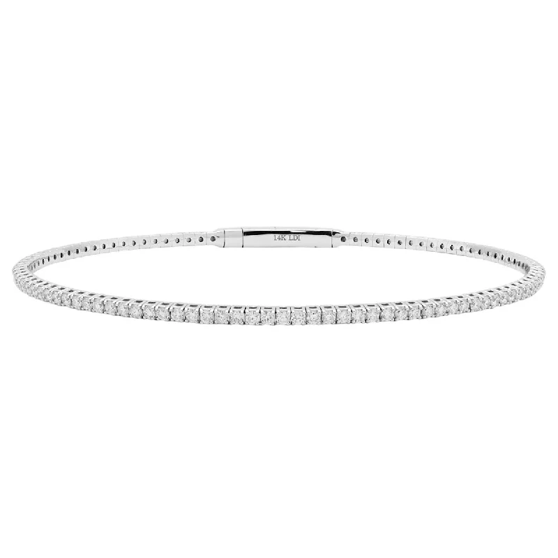 Stackable Bracelets for Trendy Look-Diamond Flexible Bracelet in 14kt White Gold (1 1/2ct tw)