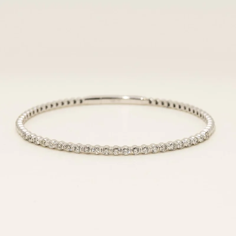 Silver Bangles for Classic Look-Diamond Flexible Bracelet in 14kt White Gold (1 1/4ct tw)