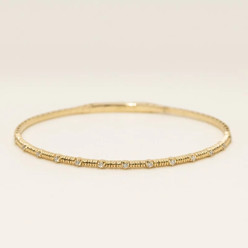 Carved Bangles for Artistic Design-Diamond Flexible Bracelet in 14kt Yellow Gold (1/5ct tw)