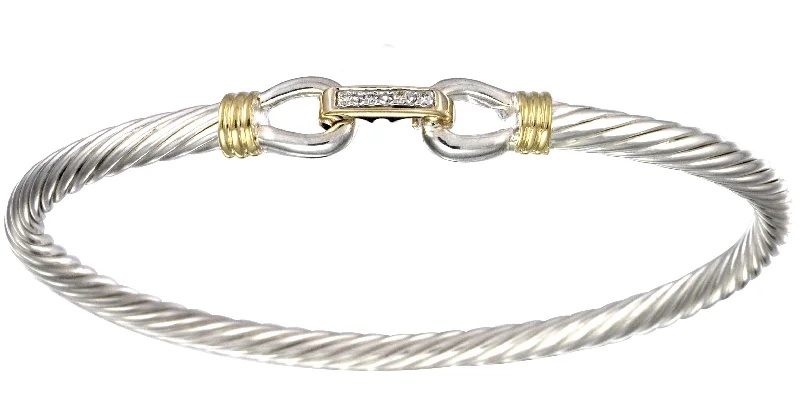 Heavy-Duty Bangles for Durable Use-Two Tone Diamond Link Cable Bracelet