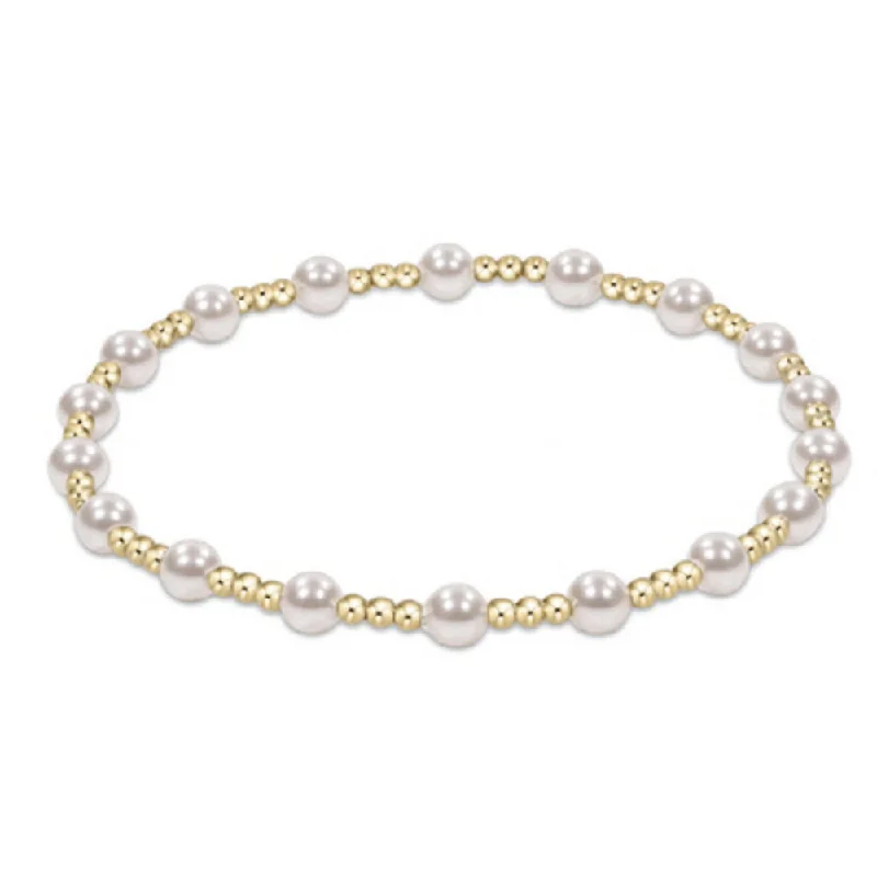 Stackable Bangles for Fashionable Look-enewton 6.25" Sincerity Pattern 4mm Bead Bracelet - Pearl