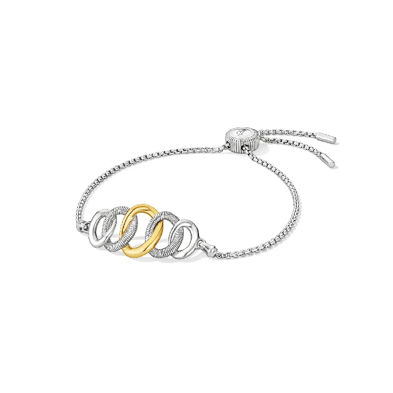 Stackable Bangles for Fashionable Look-Eternity Interlocking Multi Link Friendship Bracelet with 18K Gold