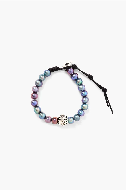 Father's Day Bracelets for Appreciative Look-Felicity Diamond Single Wrap Bracelet Peacock Pearl