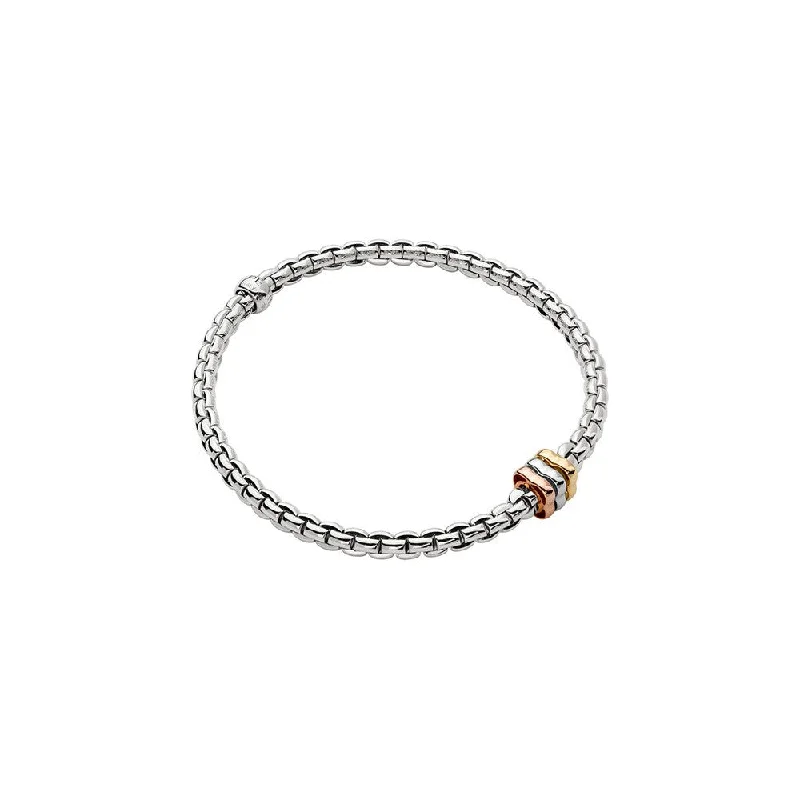 Round Bracelets for Classic Shape-Fope 18k Eka Flex'it Bracelet with Tri-Tone Rondels