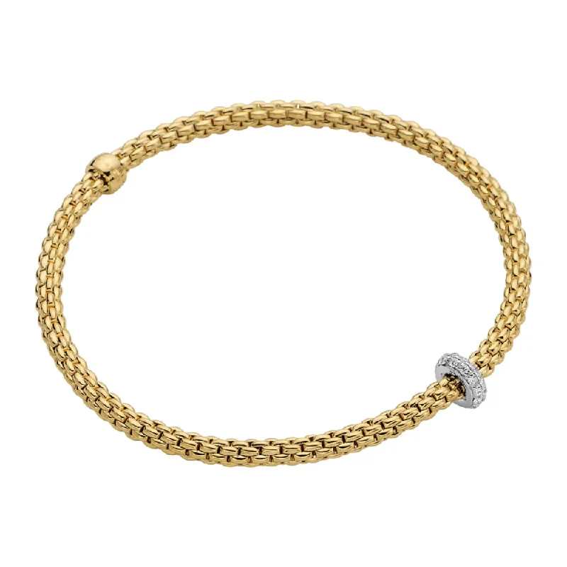 Oval Bracelets for Flattering Look-Fope 18k Prima Flex'it Bracelet with Diamond Station