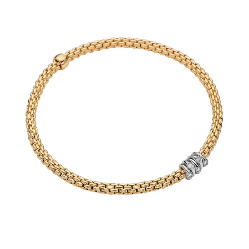 Flower-Shaped Bracelets for Delicate Touch-Fope 18k Prima Flex'it Bracelet with Diamonds