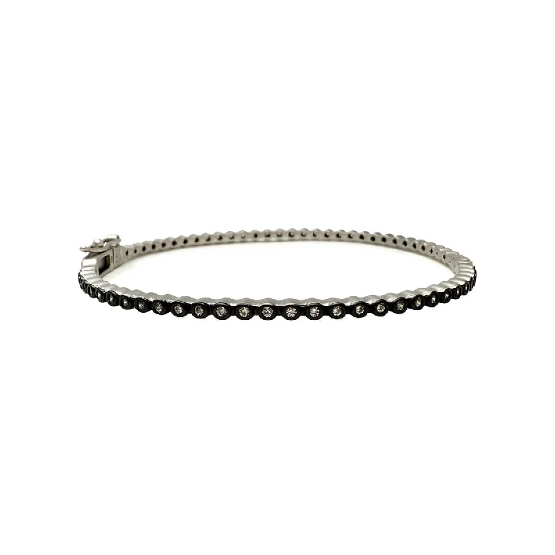 Beach Bracelets for Relaxed Look-Freida Rothman Signature Bezel Pave Hinged Bracelet