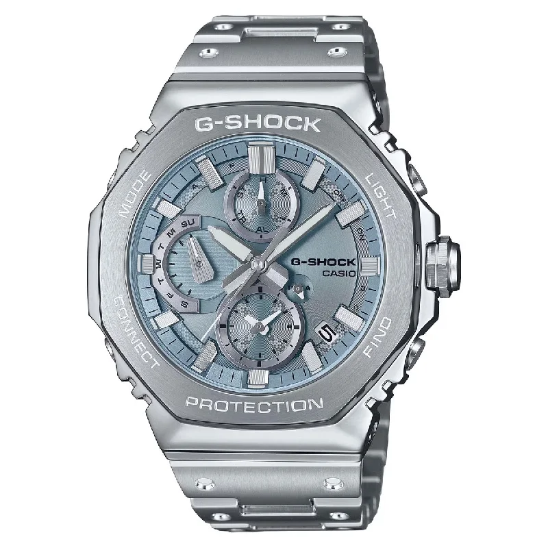 Detachable Bangles for Versatile Wear-G-Shock Full Metal GMCB2100 Series Mens Watch with Light Blue Dial and Stainless Steel Bracelet (solar movement)