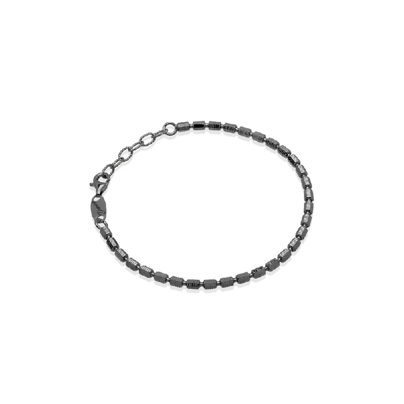 Round Bracelets for Classic Shape-Gunmetal Silver Barrel Bracelet