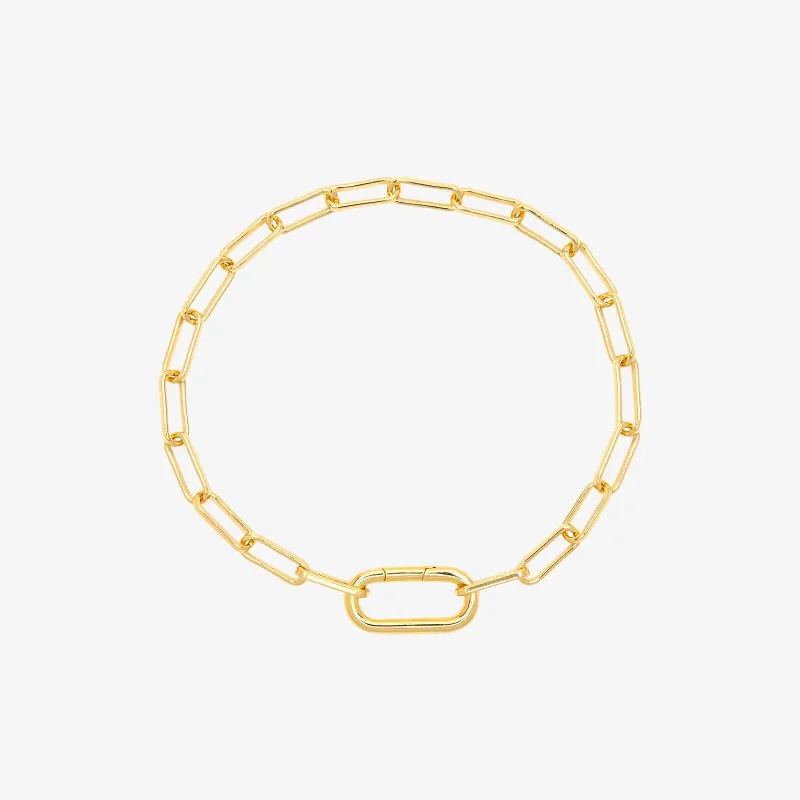 Gold Bracelets for Luxurious Style-Harper Oval Charm Chain Bracelet