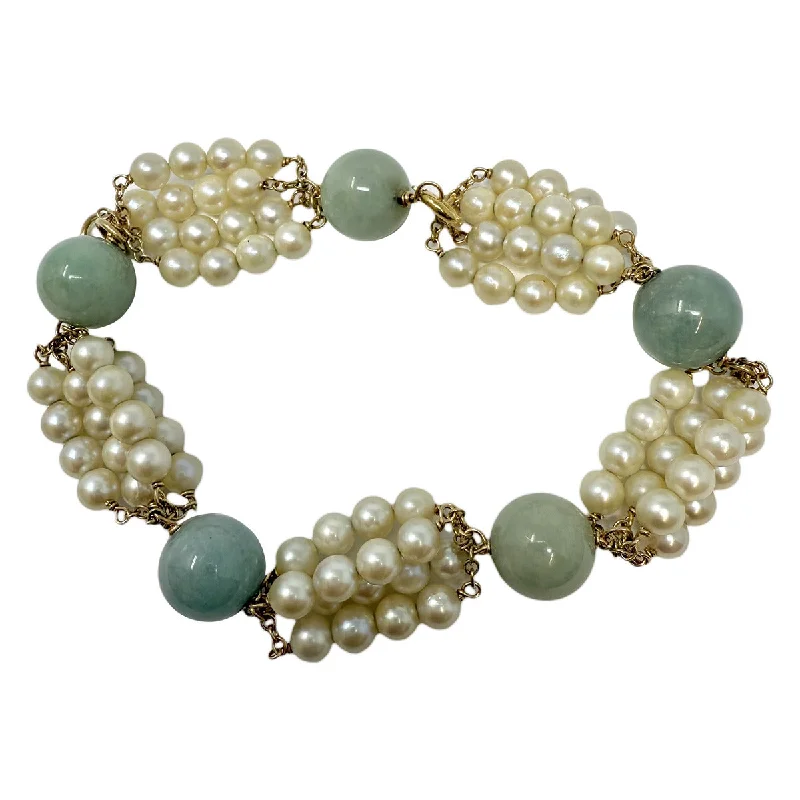 Work Bracelets for Professional Look-Jade and Pearl Bracelet