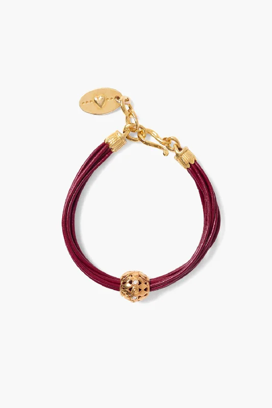 Christmas Bracelets for Festive Look-James Leather Bracelet Garnet