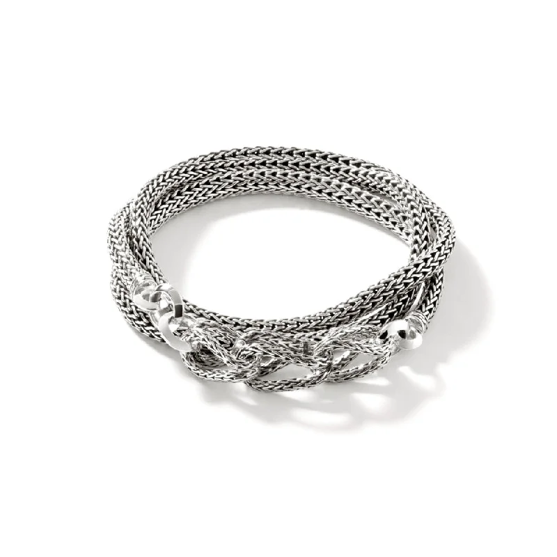 Stackable Bangles for Fashionable Look-John Hardy Asli Link Clasp Wrap Bracelet