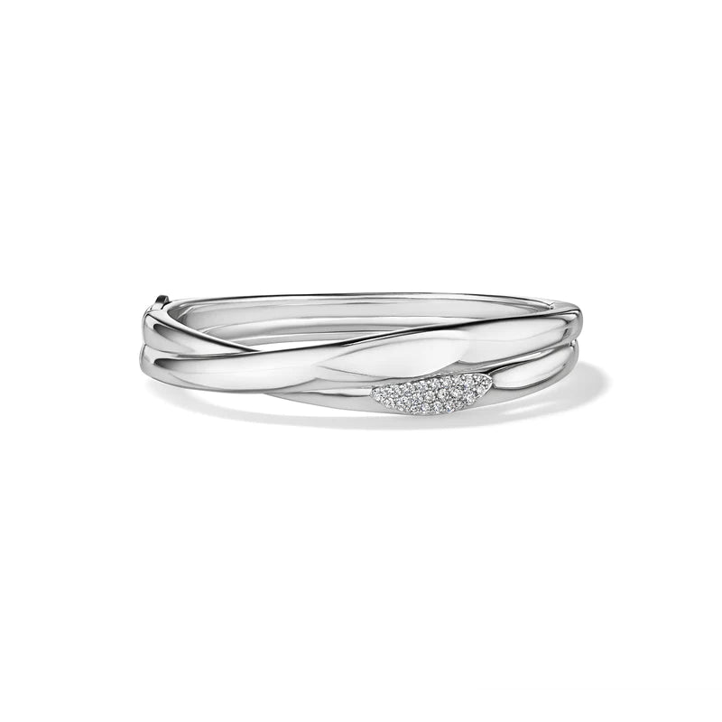 Fashion Bracelets for Stylish Appeal-Judith Ripka Sterling Silver Gaia Bangle Bracelet with Diamonds