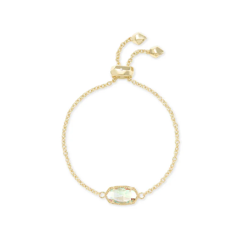 Rope Bracelets for Casual Wear-Kendra Scott Elaina Gold Adjustable Chain Bracelet in Dichroic Glass