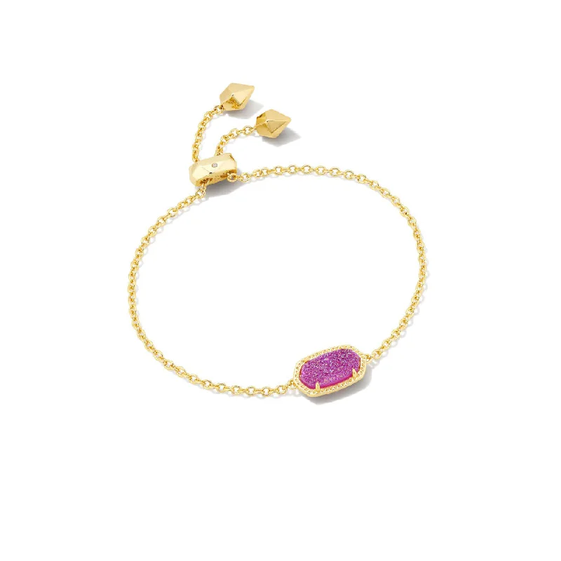 Prom Bracelets for Stylish Look-Kendra Scott Elaina Gold Delicate Adjustable Chain Bracelet in Mulberry Drusy