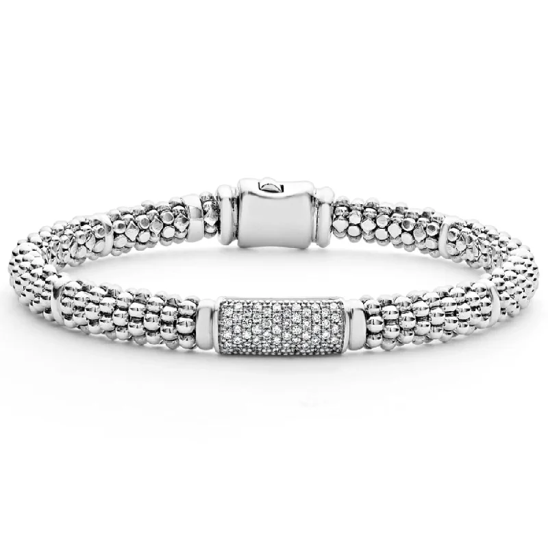 Spiritual Bracelets for Symbolic Meaning-Lagos 6mm Caviar Diamond Bracelet