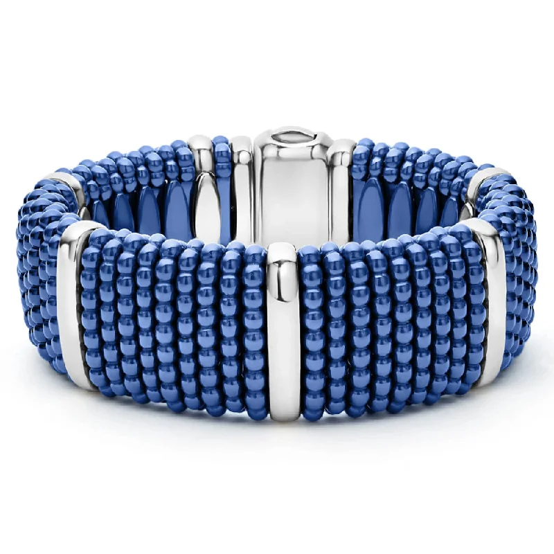 Plastic Bracelets for Budget Option-Lagos Blue Caviar Silver Station Statement Ceramic Caviar Bracelet