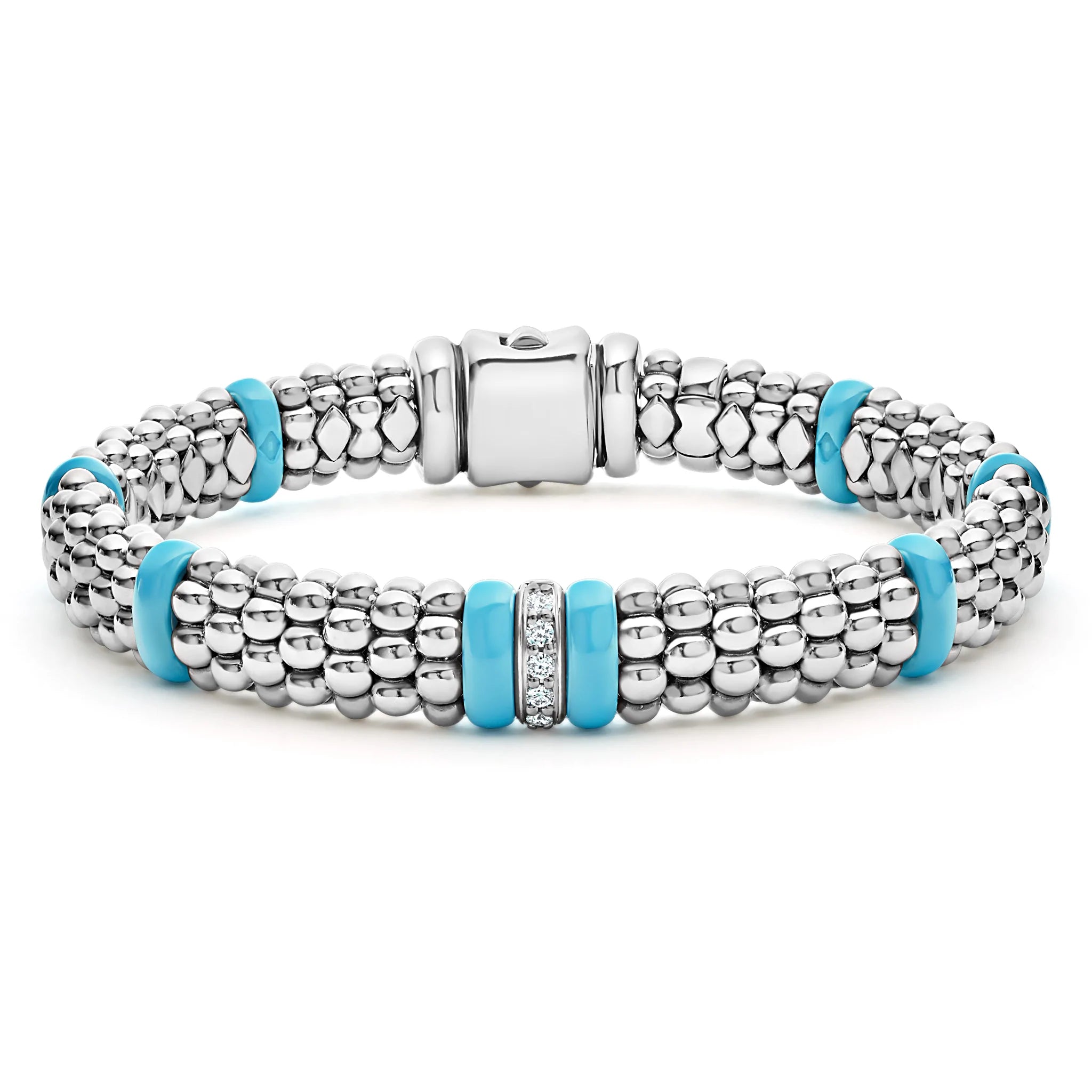 Wide Bracelets for Bold Statement-Lagos Blue Caviar Single Station Diamond Caviar Bracelet, 9mm