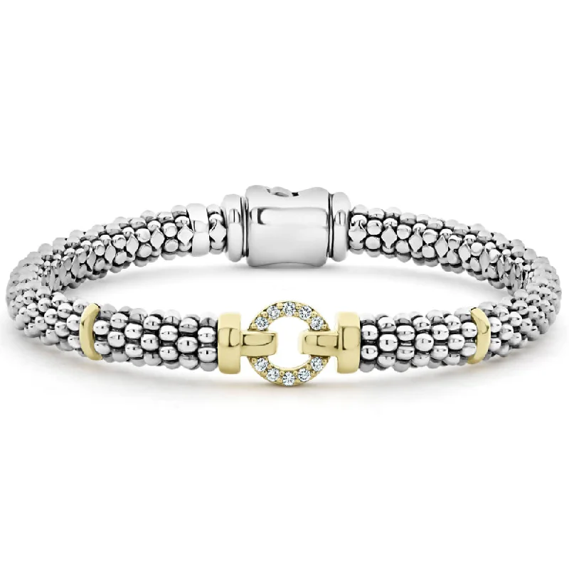 Graduation Bracelets for Commemorative Look-Lagos Enso Two-Tone Diamond Circle Caviar Bracelet