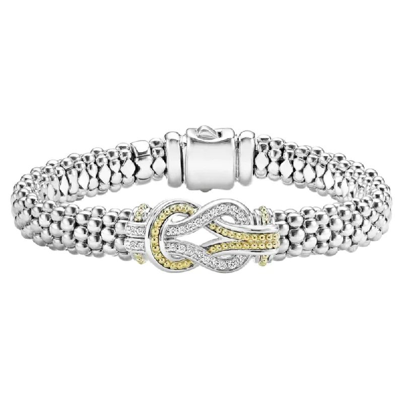 Vintage Bracelets for Nostalgic Feel-Lagos Newport Two-Tone Knot Caviar Diamond Bracelet, 9mm