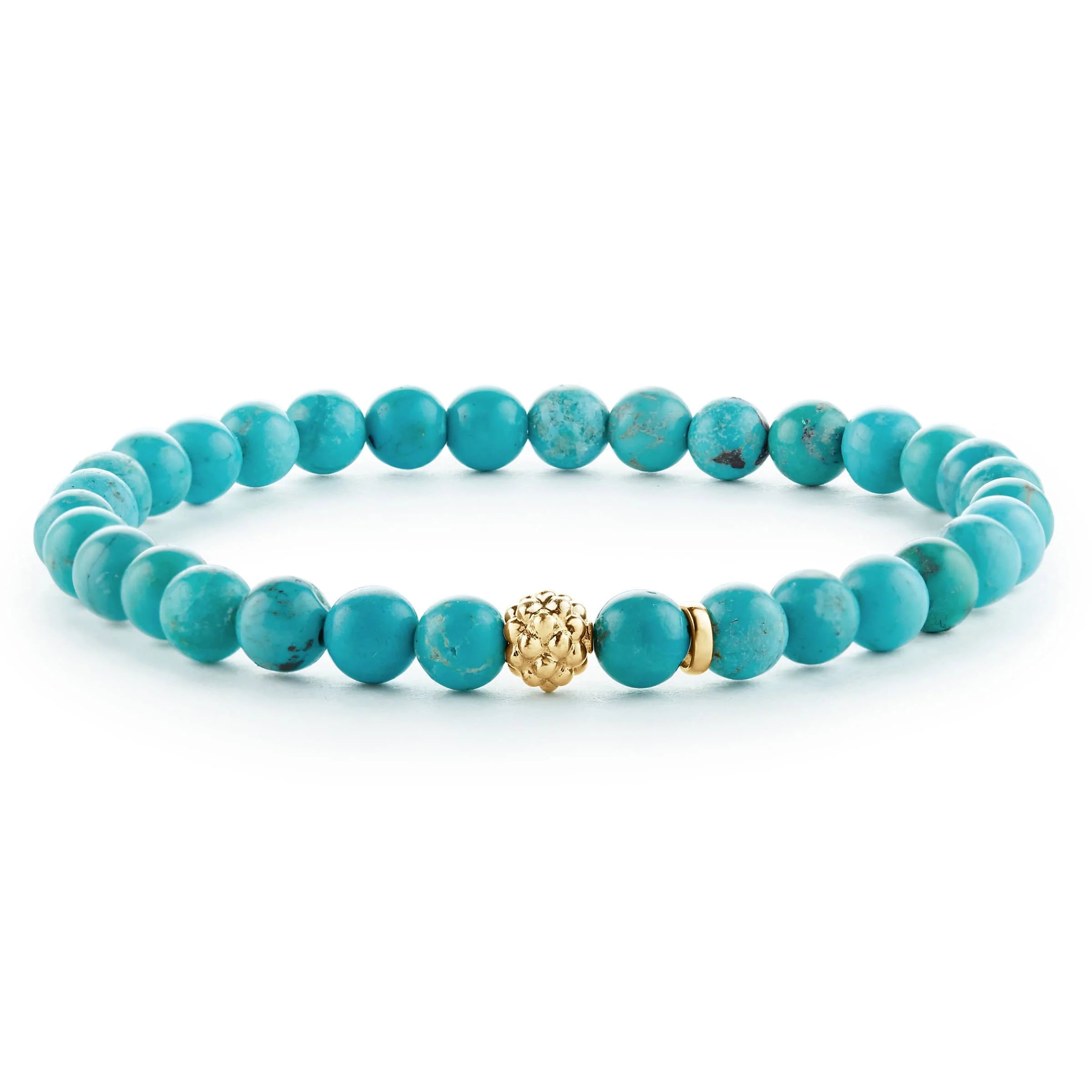 Braided Bangles for Intricate Look-Lagos Turquoise Gold Station Bead Bracelet