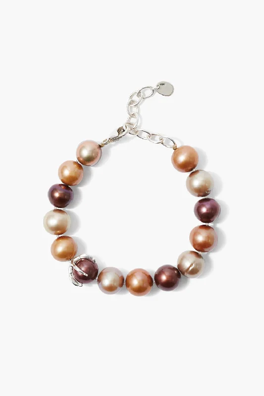 Floral Bangles for Feminine Appeal-Lark Bracelet Champagne Pearl Mix