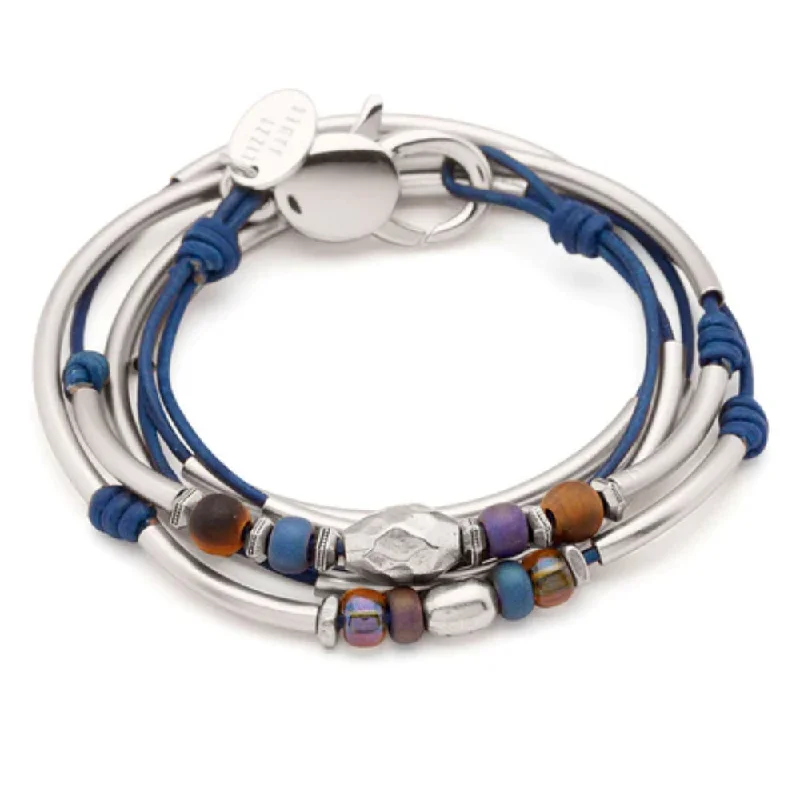 Quilted Bangles for Padded Look-Lizzy James Cable Beach Silver 2-Strand Bracelet