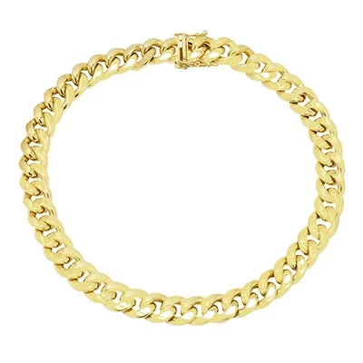 Leather Bracelets for Rustic Vibe-Miami Cuban Chain Bracelet in 10kt Yellow Gold (9 inches)