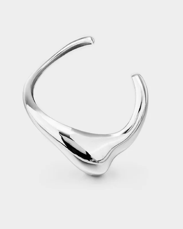 Hammered Bangles for Unique Style-Minimalist Deconstructed Teardrop Bracelet Sterling Silver