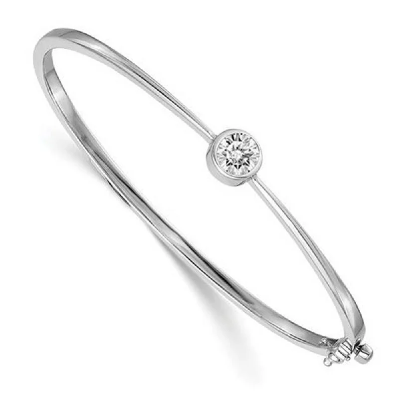 Charm Bracelets for Personal Touch-Moissanite Bangle Bracelet with 6mm Round in 14kt White Gold