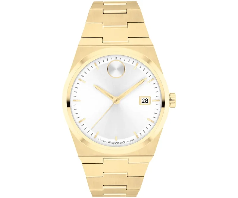 Butterfly-Shaped Bangles for Cute Look-Movado Bold Quest Womens Watch with White Dial and Gold Toned Ionic Plated Stainless Steel Bracelet (Swiss quartz movement)