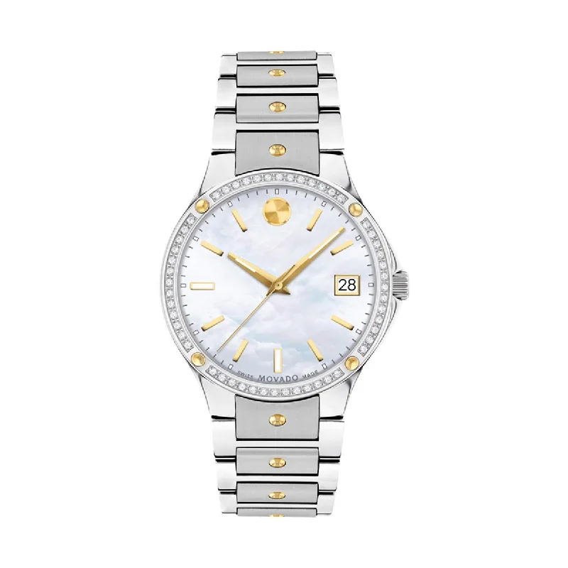 Charm Bracelets for Personal Touch-Movado SE Womens Watch with Mother of Pearl Dial and Diamond Set Bezel and Stainless Steel and Yellow Gold Tone Bracelet (Swiss quartz movement)