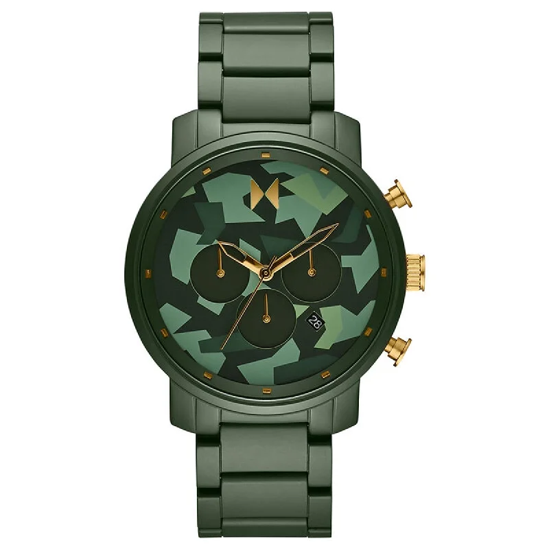 Gold Bracelets for Luxurious Style-MVMT Limited Edition Mens Chrono Ceramic Watch with Camo Dial and Matte Green Bracelet (quartz movement)