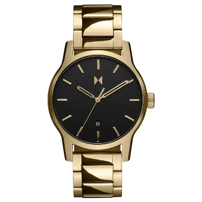 Branded Bangles for Quality Assurance-MVMT Classic II Mens Watch with Black Dial and Gold Toned Ion Plated Stainless Steel Bracelet (quartz movement)