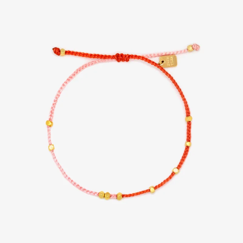 Inlaid Bracelets for Exquisite Detail-Pink & Red Two Toned Dainty Bracelet