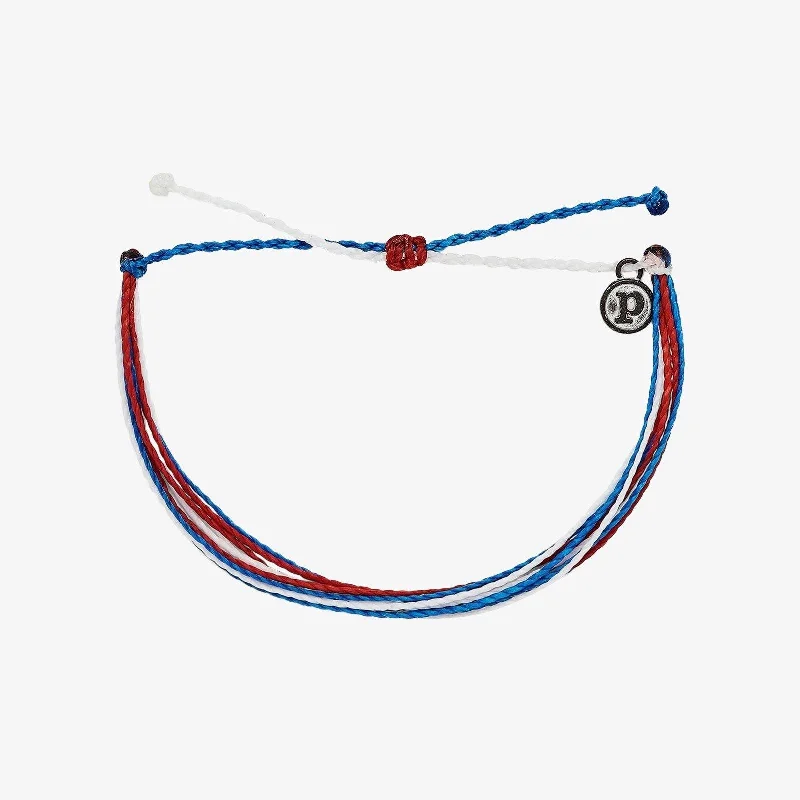 Silver Bangles for Classic Look-Red White Blue Bracelet