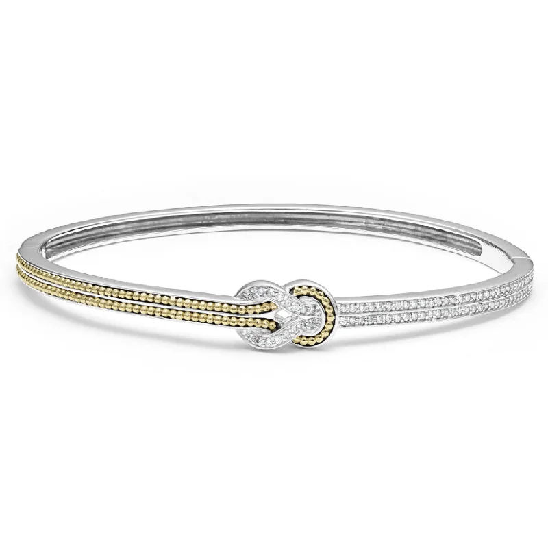 Retro Bracelets for Old-School Appeal-Lagos Newport Two Tone Knot Diamond Cuff Bracelet