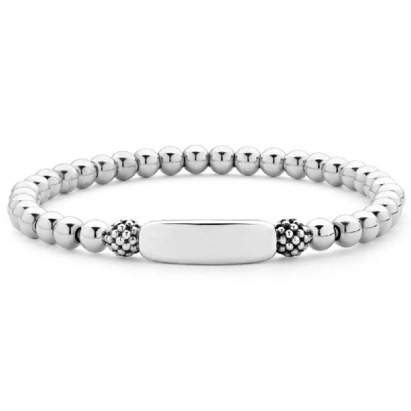 Formal Bracelets for Special Occasions-Lagos Signature Caviar Silver Station Stretch Bead Bracelet