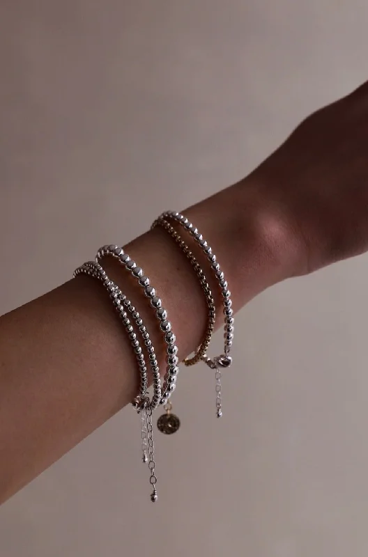 Embossed Bangles for Textured Look-SILVER FILLED BEADED BRACELET