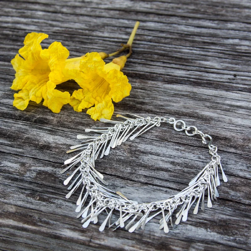 Halo Bracelets for Surrounding Effect-Sterling Silver Fringe Bracelet