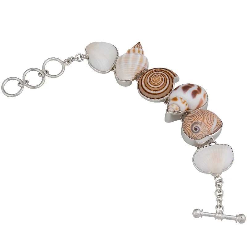 Christmas Bracelets for Festive Look-Sterling Silver Multi-Shell Bracelet