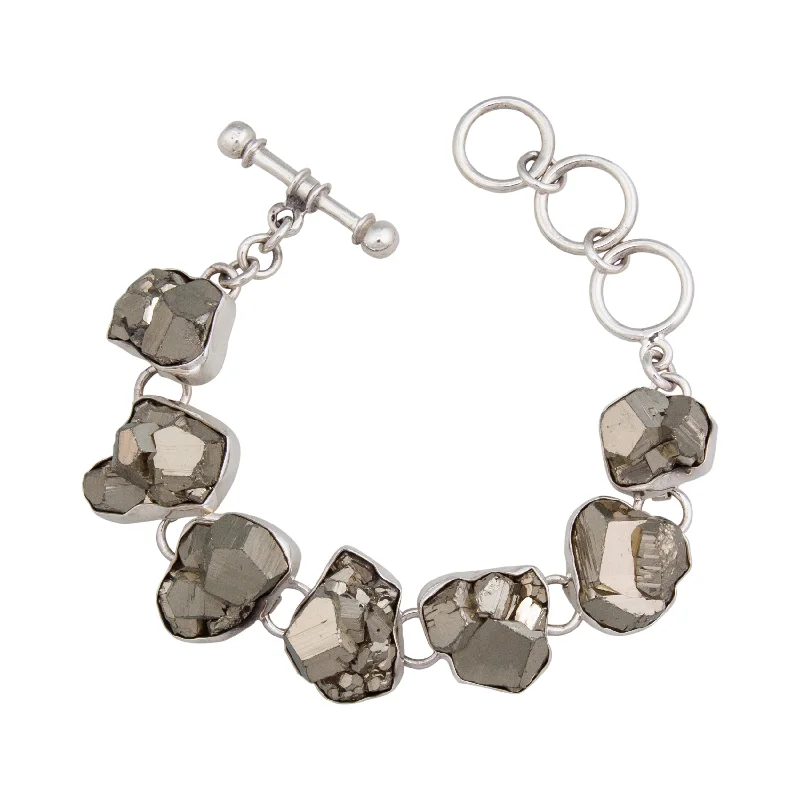 Father's Day Bracelets for Appreciative Look-Sterling Silver Pyrite Bracelet