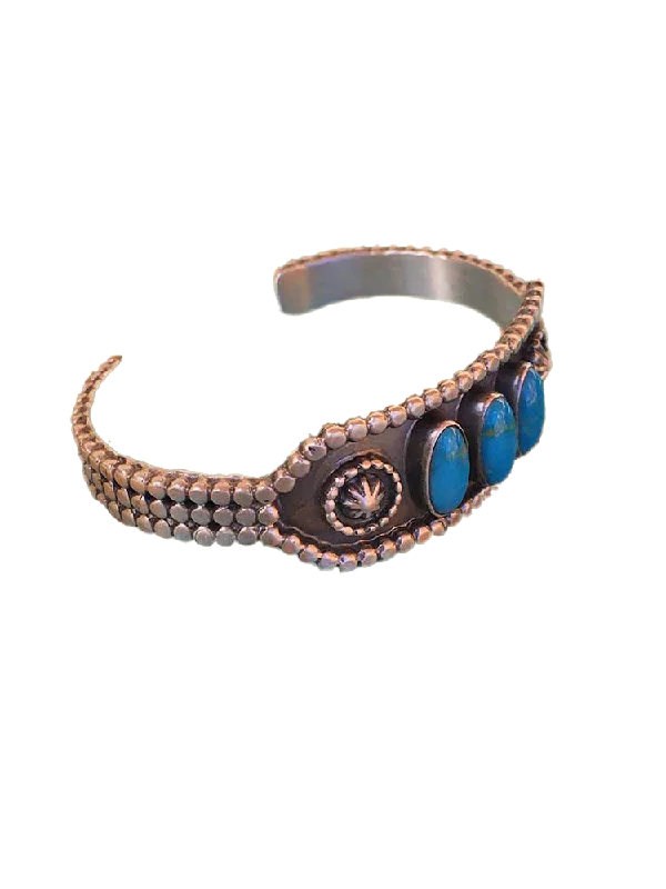 Enameled Bangles for Colorful Finish-Turquoise Squared Shield Cuff Bracelet